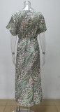 Fashionable Fitted Printed Twist-Front Sexy V-Neck Dress