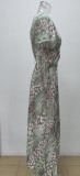 Fashionable Fitted Printed Twist-Front Sexy V-Neck Dress