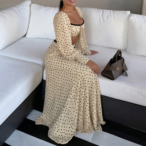 Sexy Polka Dot Cami Dress Fashionable Casual Set