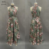 Halter Neck Printed Maxi Dress