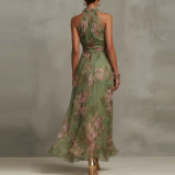 Halter Neck Printed Maxi Dress