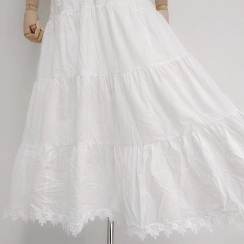 Stand Collar Single-Breasted Embroidered Short Sleeve Waist-Cinching Maxi Dress