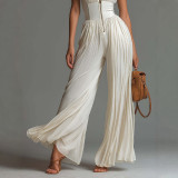 Pleated Halter Neck Wide-Leg Jumpsuit