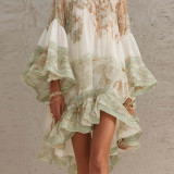 Chic Floral Ruffle Hem Dress