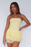 Sexy Lace Strapless Waist-Cinched Mini Dress