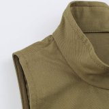 Zipper Button-Detail Vest and Mini Shorts Set