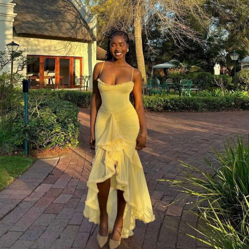 Sleeveless Long Slip Dress with Spaghetti Straps