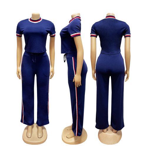 Trendy Color-Block Ribbed Loose-Fit Two-Piece Set
