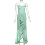 Sleeveless Long Slip Dress with Spaghetti Straps