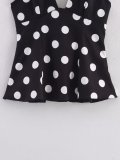 Fashionable Bow-Detail Polka Dot Halter Neck Backless Top