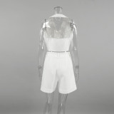 Fashion Backless Halter Vest and Shorts Set