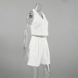 Fashion Backless Halter Vest and Shorts Set
