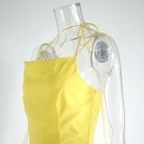 Ruffled Neck Halter Backless Mini Dress