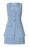 Buttoned Square Neck Sleeveless Vest and Bodycon Skirt Set