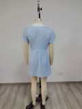 Fashion Color-Block Buttoned Slim-Fit Dress for Women