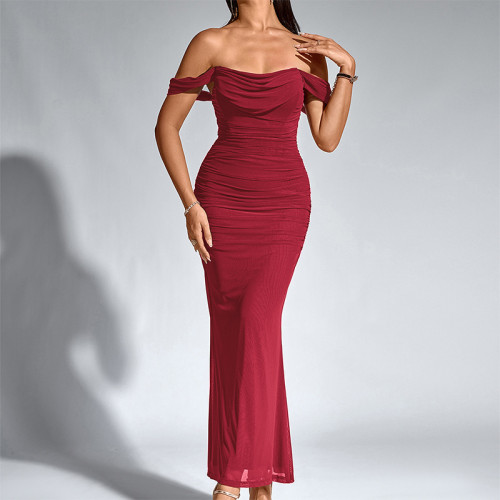 Sexy Off-Shoulder Backless Bodycon Long Dress