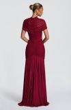 Ruched Hollow Out Slim-Fit High-Waisted Flared Long Dress