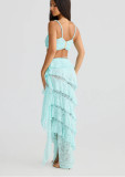 Backless Spaghetti Strap Lace Bodycon Skirt