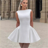 Sexy Sleeveless Elegant Solid Color Women's Dress