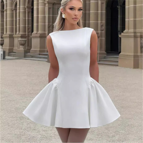 Sexy Sleeveless Elegant Solid Color Women's Dress