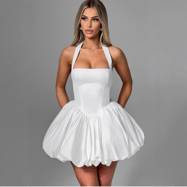 Halter Neck Tie Bow Dress