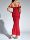 Sexy Off-Shoulder Backless Bodycon Long Dress