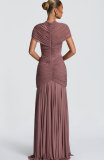Ruched Hollow Out Slim-Fit High-Waisted Flared Long Dress