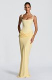 Slim-Fit Fishbone Style Pure Desire Spaghetti Strap Long Dress