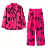Pattern Printed Trousers Suit
