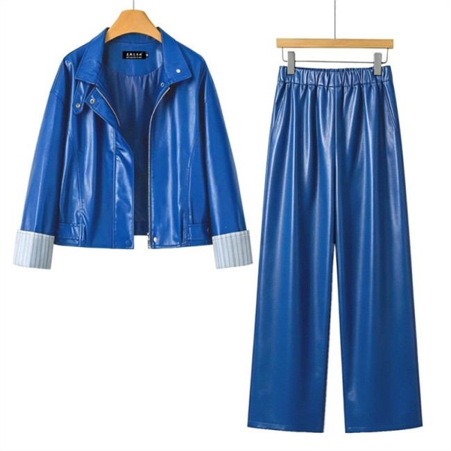 Designer Top and Leather Pants Set for Women