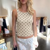 Fashionable Polka Dot Print Slim Fit Sleeveless Top