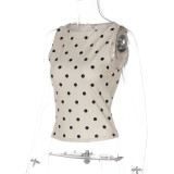 Fashionable Polka Dot Print Slim Fit Sleeveless Top