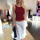 Fashionable Polka Dot Print Slim Fit Sleeveless Top