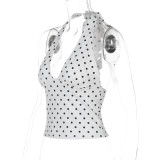 Fashionable Sexy Backless Halter Tie-Dot Top