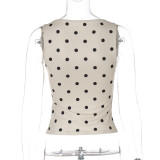 Fashionable Polka Dot Print Slim Fit Sleeveless Top