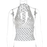 Fashionable Sexy Backless Halter Tie-Dot Top