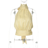 Sexy Backless Tie-Front Bustier Top