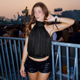 Sexy Backless Tie-Front Bustier Top