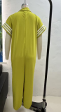 Unique Zipper Stand Collar Striped Color Block Fashion Jumpsuit