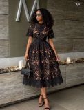 Cut-Out Floral Water-Soluble Lace Dress