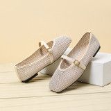 Square Toe Mary Jane Flats with Buckle