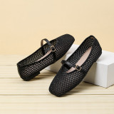 Square Toe Mary Jane Flats with Buckle