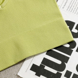 Ribbed V-Neck Single-Layer Nylon Sports Bra