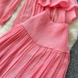 Asymmetrical Halter Neck Cutout Top with High-Waisted Skirt