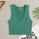 Ribbed V-Neck Single-Layer Nylon Sports Bra