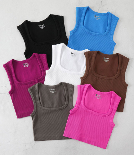Square Neck Ribbed Yoga Tank Top