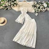 Asymmetrical Halter Neck Cutout Top with High-Waisted Skirt