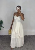 Asymmetrical Halter Neck Cutout Top with High-Waisted Skirt