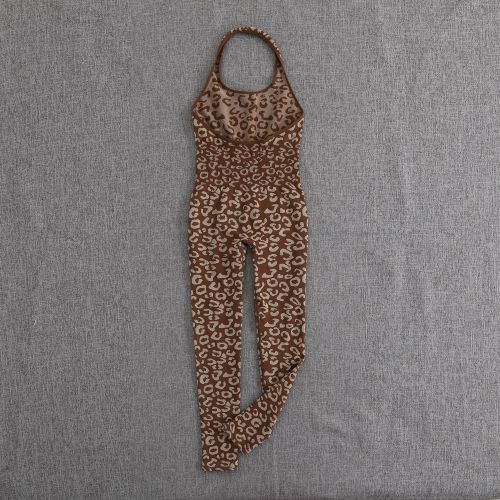 Leopard Print Halter Neck Bodysuit Jumpsuit