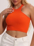 Women's Summer Crop tank Tops Sleeveless Double Tanks High Neck Workout Shirts